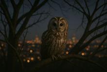 image of an owl at night